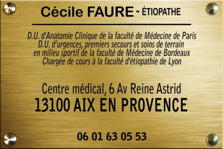 Cecile FAURE - Etiopathe Aix-en-Provence - Les Milles - Luynes - Plaque V1.3